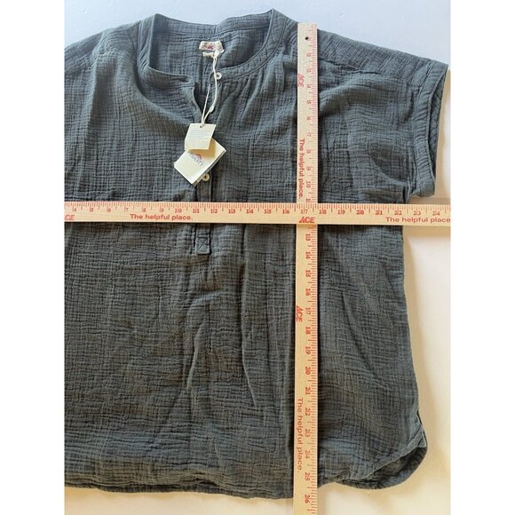 NEW Faherty Dream cotton gauze Desmond top washed black L organic preppy - Picture 6 of 9